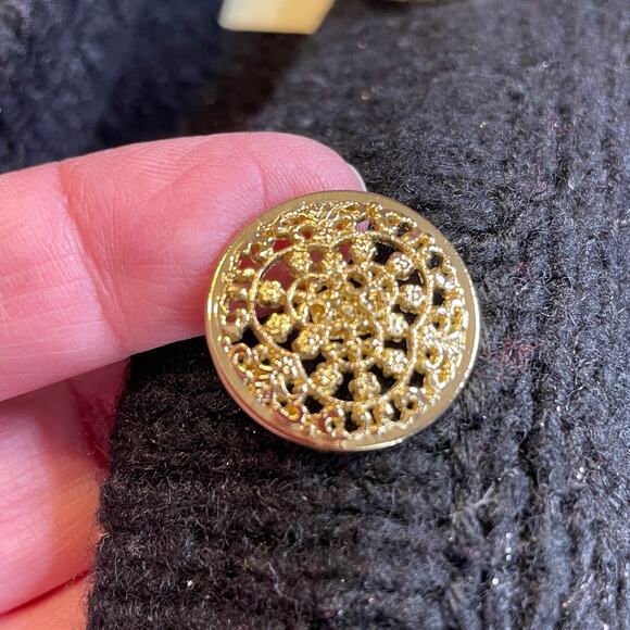 Laura Ashley Black Knit Button Front Embellished Cuffs Cardigan Sweater PL NWT - Picture 7 of 11